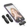 Бездротова мікрофонна система HOCO L15 Dual-mic clip-on wireless digital microphone (iP/Type-C) Black (7073)- № 6