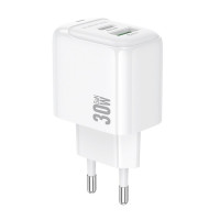 Мережевий зарядний пристрій BOROFONE BAS45A Potential PD30W+QC3.0 charger(EU) White
