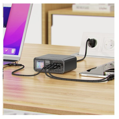 Мережевий зарядний пристрій ACEFAST Z4 PD218W GaN (3*USB-C+USB-A) desktop charging adapter,space Gray - изображение 8