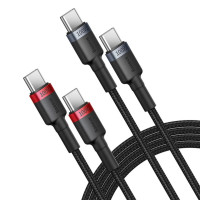 Кабель Baseus Cafule Charging Cable USB-C to USB-C 100W 1m 2pcs Red Black+Grey Black (Колір Red Black+Gray Black) - фото № 2