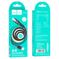 Кабель HOCO U110 USB to iP 2.4A, 1.2m, nylon, aluminum connectors, Black (Колір 7073) - фото № 4