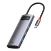 Багатофункціональний USB-концентратор Baseus Metal Gleam Series 5-в-1 (від типу C до HDMI*1+USB3.0*3+PD*1) (CAHUB-CX0G)