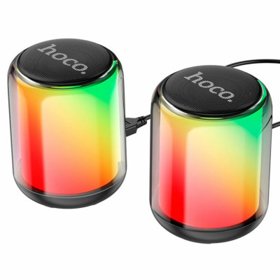 Портативна колонка HOCO BS56 Colorful BT wired 2-in-1 computer speaker Black (6931474780805) - изображение 1