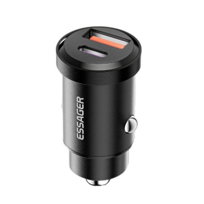 Автомобільний зарядний пристрій Essager Gyrscope Mini Charger USB-A + Type-C 30W черный (ECCAC-TL01) (ECCAC-TL01) - изображение 2