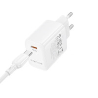 Мережевий зарядний пристрій BOROFONE BN28 Fuente single port PD30W charger (EU) White (Колір Білий) - фото № 6