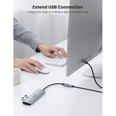 Кабель UGREEN US115 USB 3.0 Extension Cable Aluminum Case 2m (Black)(UGR-10497) - изображение 2