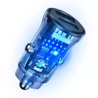 Автомобільний зарядний пристрій Usams US-CC162 C31 15W Transparent Dual USB A+A Mini Car Charger (Цвет Черный) - фото № 3