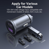 Автомобільний зарядний пристрій Vention Two-Port USB A+A(30/30) Car Charger Gray Mini Style Aluminium Alloy Type (FFEH0) (Цвет Серый) - фото № 2