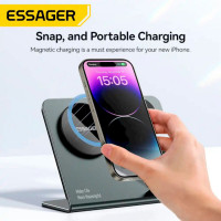 Бездротовий зарядний пристрій Essager  Ruicheng desktop magnetic suction three in one wireless charging of 15W black (Цвет 7073) - фото № 4