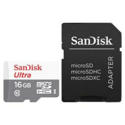microSDHC (UHS-1) SanDisk Ultra 16Gb class 10 (80Mb/s) (adapter SD) - изображение 1