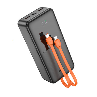 Зовнішній акумулятор HOCO J119B Sharp charger 22.5W+PD20 fully compatible power bank with digital display and cable(30000mAh) Black - изображение 1