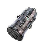 Автомобільний зарядний пристрій Usams US-CC162 C31 15W Transparent Dual USB A+A Mini Car Charger (Цвет Черный) - фото № 2