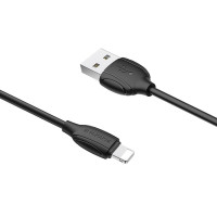 Кабель BOROFONE BX19 USB to iP 2.4A, 1m, PVC, TPE connectors, Black (Цвет Черный) - фото № 2
