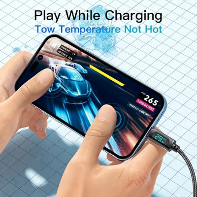 Кабель Essager Enjoy LED Digital Display USB Charging Cable Type C to Lightning 29W 1m black (EXCTL-XY01-P) (EXCTL-XY01-P) - зображення 4