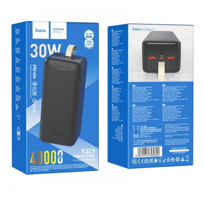 Зовнішній акумулятор HOCO J111C Smart charge PD30W power bank(40000mAh) Black - изображение 6