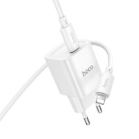 Мережевий зарядний пристрій HOCO C146A Charm single port PD20W charger set (C to iP) (EU) White (Цвет Білий) - фото № 6