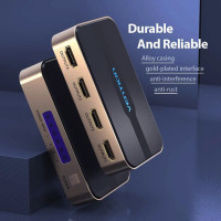 Сплітер Vention 1 In 2 Out HDMI Splitter 4K 30Hz Gold Aluminum Alloy Type EU Standard (ACBG0-EU) (Колір 30791) - фото № 5