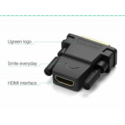 Кабель UGREEN 20124 DVI 24+1 Male to HDMI Female Adapter (Black) (UGR-20124) - изображение 5