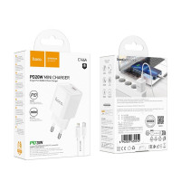 Мережевий зарядний пристрій HOCO C146A Charm single port PD20W charger set (C to iP) (EU) White (Цвет Білий) - фото № 2