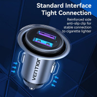 Автомобільний зарядний пристрій Vention Two-Port USB A+A(30/30) Car Charger Gray Mini Style Aluminium Alloy Type (FFEH0) (Цвет Серый) - фото № 6