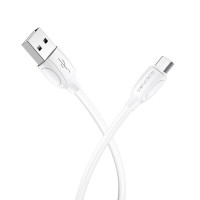 Кабель BOROFONE BX19 USB to Micro 2.4A, 1m, PVC, TPE connectors, White (Колір 7068) - фото № 2