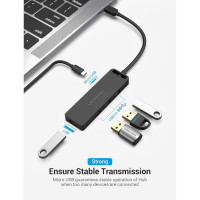 USB-хаб Vention Type-C to 4-Port USB 3.0 Hub with Power Supply Black 0.5M ABS Type (Цвет Черный) - фото № 5