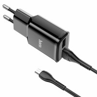 Мережевий зарядний пристрій HOCO C88A Star round dual port charger set(Micro) 12W Black (Цвет 7073) - фото № 2