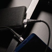 Кабель BOROFONE BX32 USB to Type-C 2.4A, 1m, nylon, aluminum+TPE connectors, Black (Колір 7073) - фото № 3