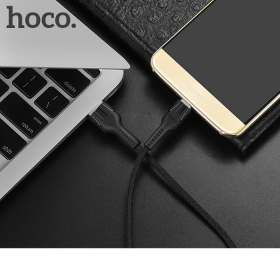 Кабель HOCO U31 USB to Type-C 2.4A, 1м, нейлон, разъемы TPE, Черный (6957531053958) - изображение 3