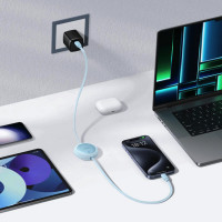 Кабель Baseus Free2Pull Mini Charging Cable USB-C to USB-C 60W 1m Galaxy Blue  - фото № 7