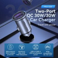 Автомобільний зарядний пристрій Vention Two-Port USB A+A(30/30) Car Charger Gray Mini Style Aluminium Alloy Type (FFEH0) (Цвет Серый) - фото № 7