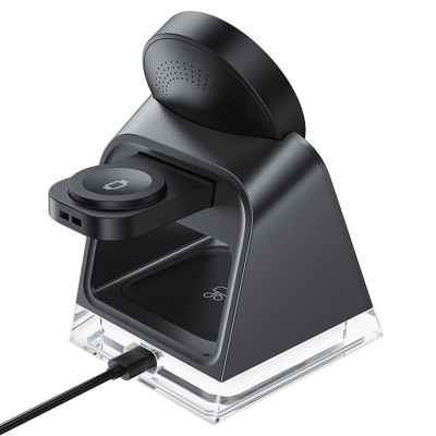 Бездротовий зарядний пристрій ACEFAST E17 desktop 3-in-1 wireless charging holder Black - изображение 4
