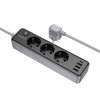 Мережевий подовжувач BOROFONE BAC8 Power 3-position socket(1C3A)(EU/GER)(L=2M) Black (7073)- № 2
