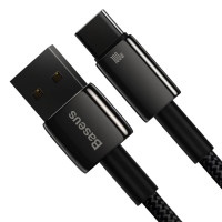 Кабель Baseus Tungsten Gold Fast Charging Data Cable USB to Type-C 100W 1m Black (Цвет 7073) - фото № 5