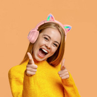 Бездротові навушники BOROFONE BO18 Cat ear BT headphonesPink (Колір Розовый) - фото № 2