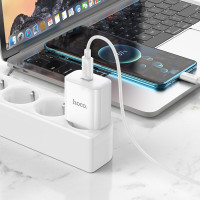 Мережевий зарядний пристрій HOCO C76A Pro Majestic single port PD30W charger White (Колір Белый) - фото № 7