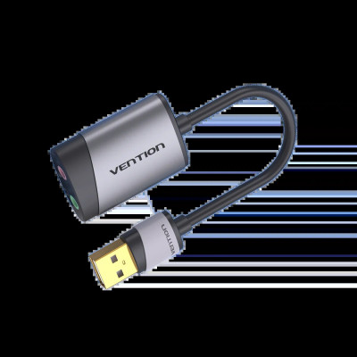 Адаптер Vention USB Внешняя звуковая карта 0.15M Серый Металлический Тип (CDKHB) - изображение 2