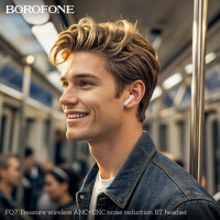 Бездротові навушники BOROFONE FQ7 Treasure wireless ANC+ENC noise reduction BT headset White (Цвет Білий) - фото № 4