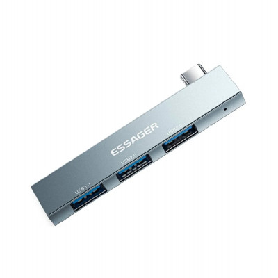 USB-hub ESSAGER (opp bag) Fengyang  3 in 1 Splitter Silver - зображення 3