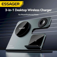 Бездротовий зарядний пристрій Essager  Ruicheng desktop magnetic suction three in one wireless charging of 15W black (Цвет 7073) - фото № 2