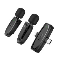 Бездротова мікрофонна система HOCO L15 Dual-mic clip-on wireless digital microphone (iP/Type-C) Black (Цвет 7073) - фото № 3