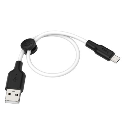 Кабель HOCO X21 Plus USB to Micro 2.4A, 0.25м, силикон, силиконовые разъемы, Черный+Белый (6931474712394) - изображение 1