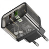Мережевий зарядний пристрій HOCO N34 Dazzling dual-port PD20W+QC3.0 charger Transparent Black - изображение 4