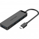USB-хаб Vention Type-C to 4-Port USB 3.0 Hub with Power Supply Black 0.5M ABS Type