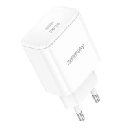 Мережевий зарядний пристрій BOROFONE BA81A single port PD20W charger(EU) White (Цвет Белый) - фото № 4