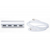 USB-Hub Maiwo KH001 USB 3.0 TYPE-C to 4 USB3.0, blue backlight, cable 0.15m, Silver