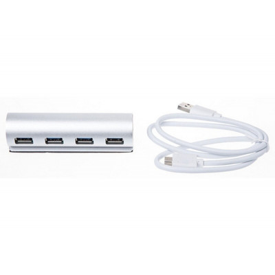 USB-Hub Maiwo KH001 USB 3.0 TYPE-C to 4 USB3.0, blue backlight, cable 0.15m, Silver - изображение 1