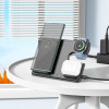 Бездротовий зарядний пристрій HOCO CQ2 Flash folding 3-in-1 wireless fast charger(SAM Watch) Black (Черный)- № 6