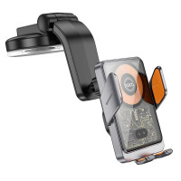 Автотримач для телефона з БЗП HOCO HW8 Transparent Discovery Edition wireless fast charging car holder(center console) Metal Gray (Цвет Metal Gray) - фото № 2