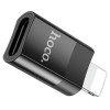 Адаптер HOCO UA17 iP Male to Type-C female USB2.0 adapter Black - № 2